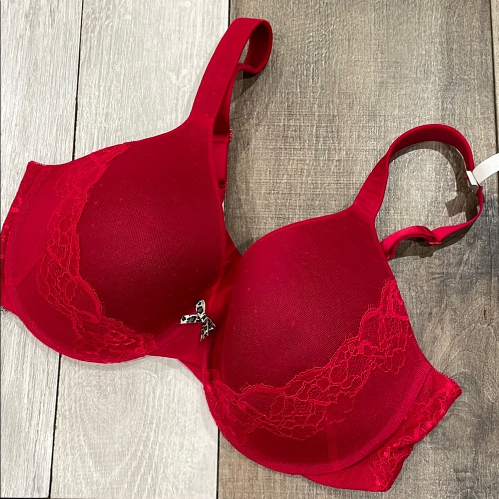 AMBRIELLE Red Lace Underwire Bra Sz 42D